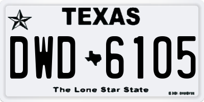 TX license plate DWD6105