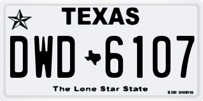 TX license plate DWD6107