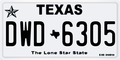 TX license plate DWD6305