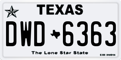 TX license plate DWD6363