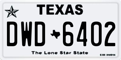 TX license plate DWD6402