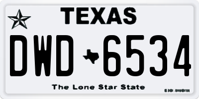 TX license plate DWD6534