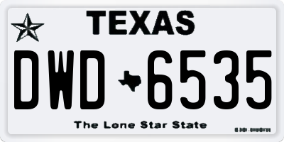 TX license plate DWD6535