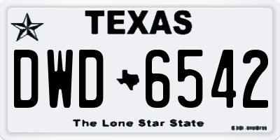 TX license plate DWD6542