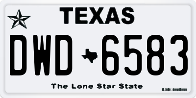 TX license plate DWD6583