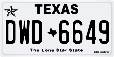 TX license plate DWD6649