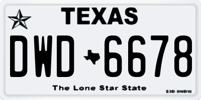 TX license plate DWD6678