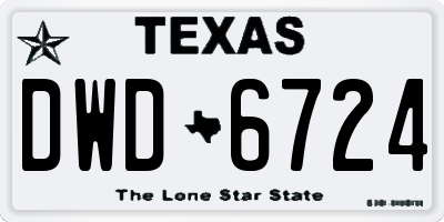 TX license plate DWD6724