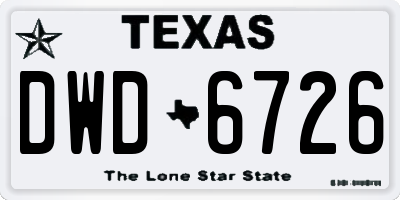 TX license plate DWD6726