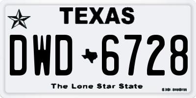 TX license plate DWD6728