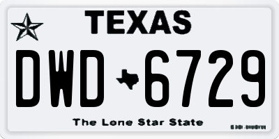 TX license plate DWD6729