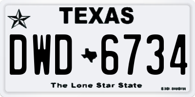 TX license plate DWD6734
