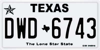 TX license plate DWD6743