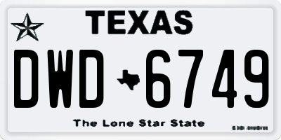 TX license plate DWD6749
