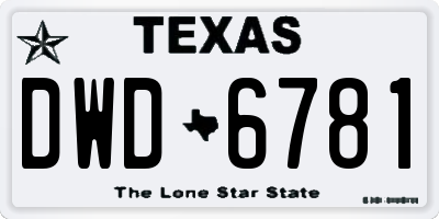 TX license plate DWD6781