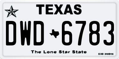 TX license plate DWD6783