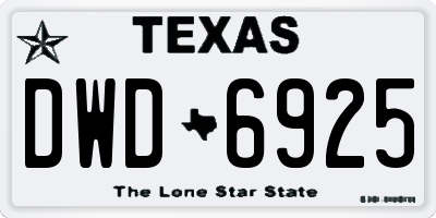 TX license plate DWD6925