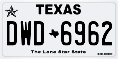 TX license plate DWD6962
