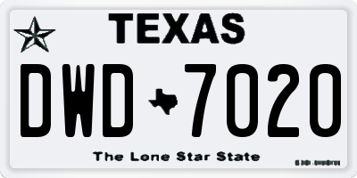 TX license plate DWD7020