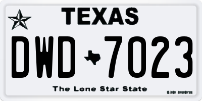 TX license plate DWD7023