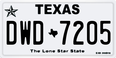 TX license plate DWD7205