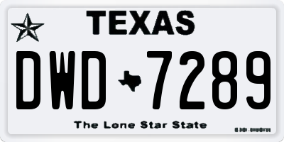 TX license plate DWD7289