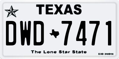 TX license plate DWD7471