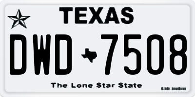 TX license plate DWD7508