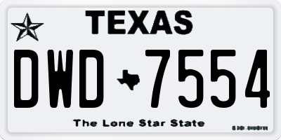 TX license plate DWD7554