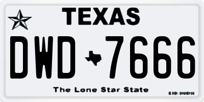 TX license plate DWD7666