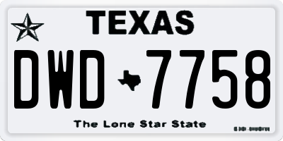 TX license plate DWD7758