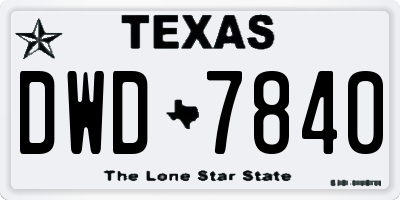 TX license plate DWD7840