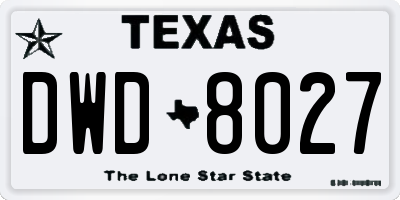 TX license plate DWD8027