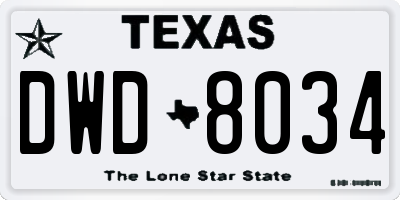 TX license plate DWD8034