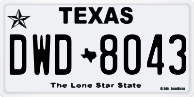 TX license plate DWD8043