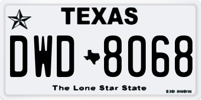 TX license plate DWD8068