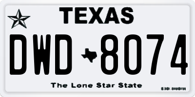TX license plate DWD8074