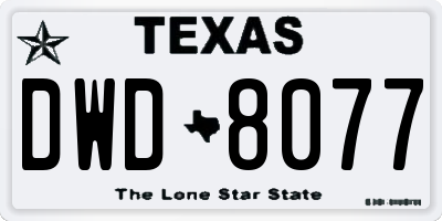 TX license plate DWD8077