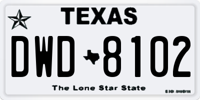 TX license plate DWD8102