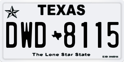 TX license plate DWD8115