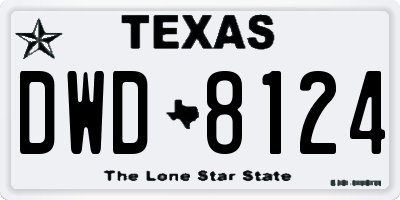 TX license plate DWD8124