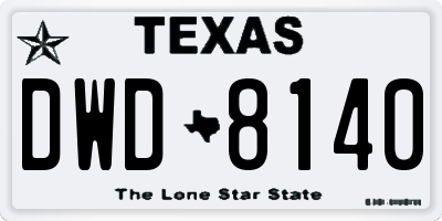 TX license plate DWD8140