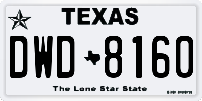 TX license plate DWD8160