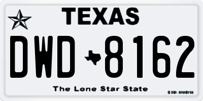 TX license plate DWD8162