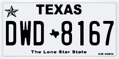 TX license plate DWD8167