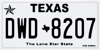TX license plate DWD8207