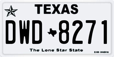 TX license plate DWD8271