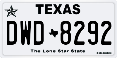 TX license plate DWD8292