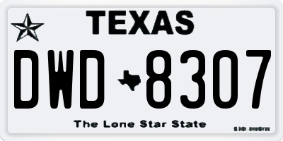 TX license plate DWD8307
