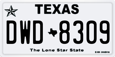 TX license plate DWD8309